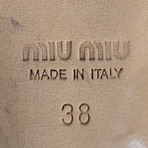 MIU MIU Size 8 Nude Patent Leather Mary Jane Pumps