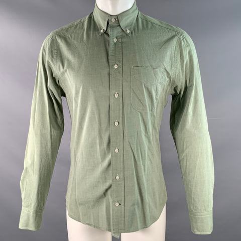 GITMAN VINTAGE Size M Green Sage Cotton One pocket Long Sleeve Shirt