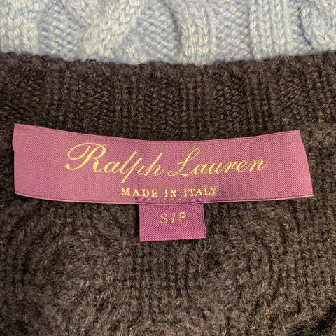 RALPH LAUREN Size S Navy Blue Cashmere Ombre Cable Knit Pullover
