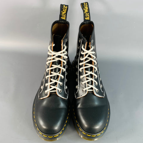 DR. MARTENS AW004 Size 11 1460 Stud Black Leather Studded Lace-Up Ankle Boots