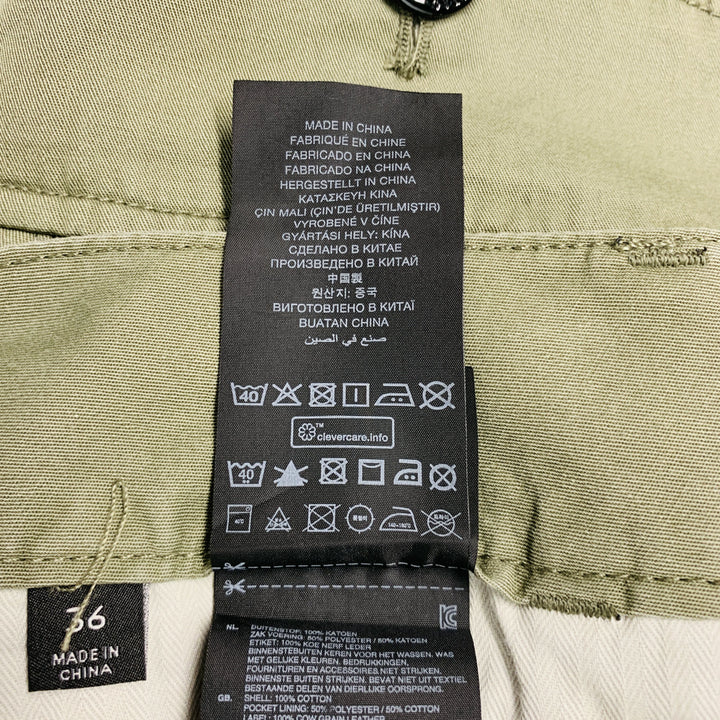 G-STAR Size 36 Olive Solid Cotton Patch Pocket Shorts