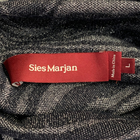 SIES MARJAN Size L Silver Navy Cashmere Blend Marbled Turtleneck Pullover