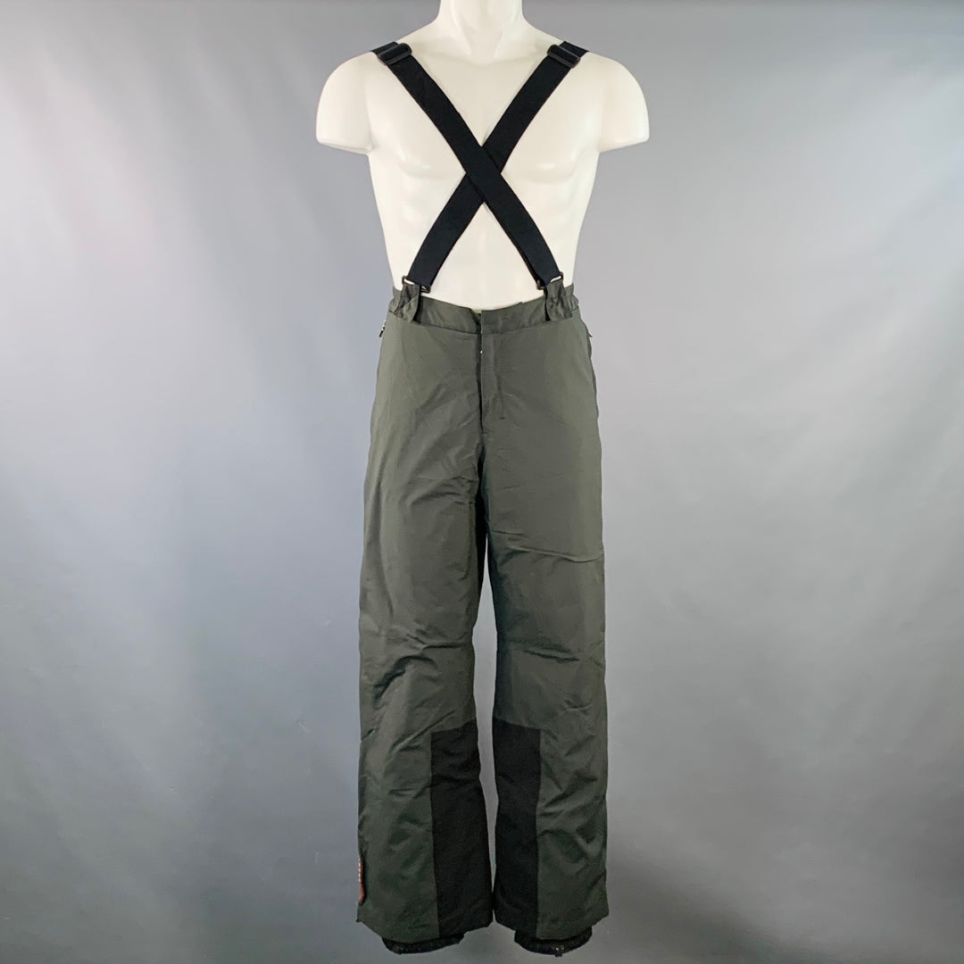 PRADA SPORT Size 40 Red Forest Green Nylon Ski Jacket Pants Set