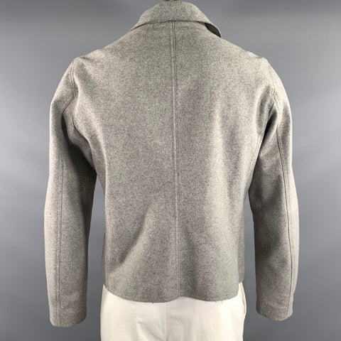 EMPORIO ARMANI Size L Grey Textured Wool Moto Jacket