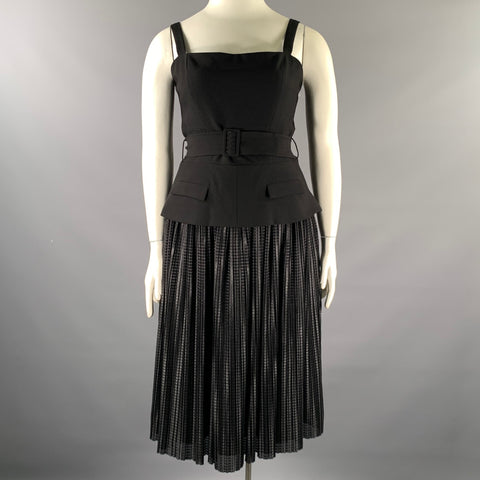 Black HALO Size 8 Black Geometric Skirt Cocktail Dress