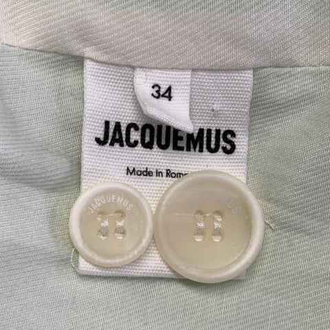 JACQUEMUS Taille S Veste blazer croisée en viscose et soie vert néon blanc Le Splash