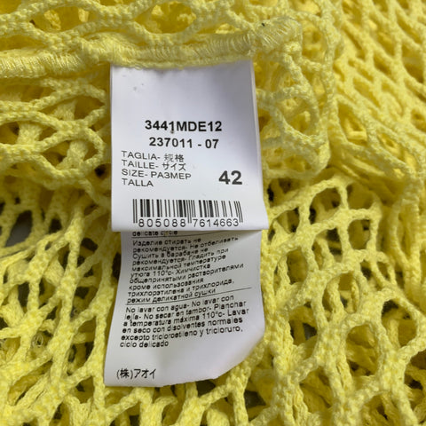 MSGM Size M Yellow Cotton Mesh Button Up Shirt