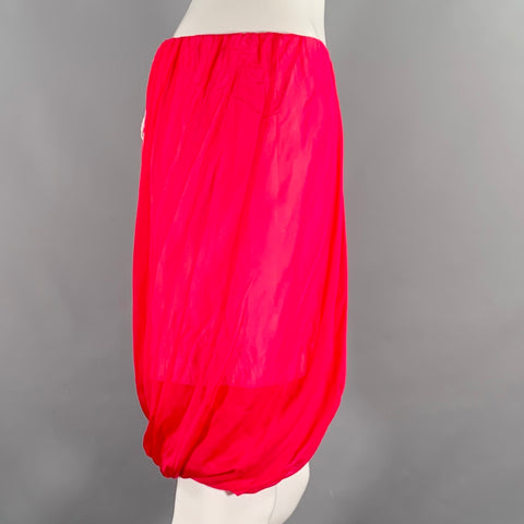 HELMUT LANG Size S Pink Silk Bubble Hem Skirt