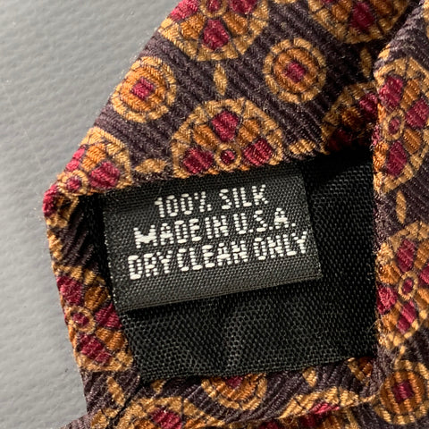 O'CONNELL'S Black Brown Red Abstract Floral Silk Tie
