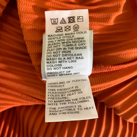 ISSEY MIYAKE Size L Orange Pleated Polyester Hooded Pullover