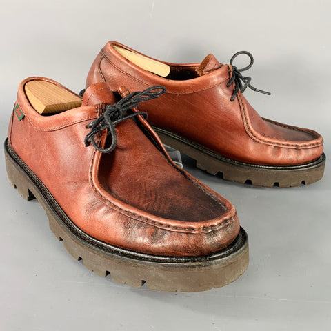 G.H. BASS&CO. Size 11 Brown Chunky Tread Sole Moccasin Lace-Up Shoes