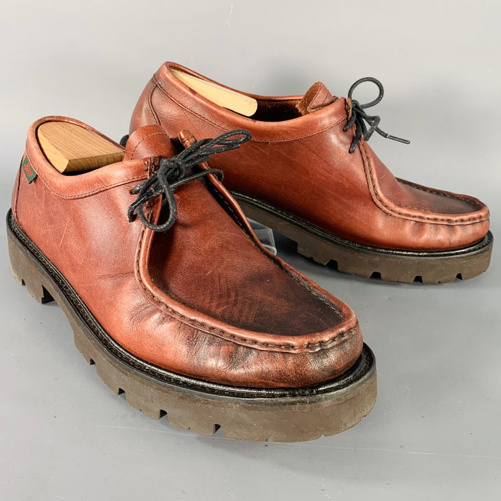G.H. BASS&CO. Size 11 Brown Chunky Tread Sole Moccasin Lace-Up Shoes