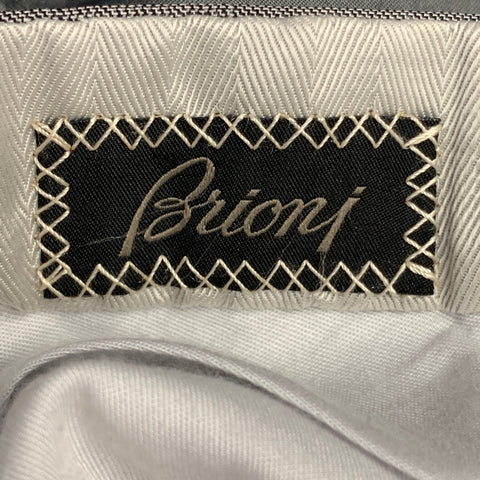 BRIONI Size 42 Regular Grey Black Glenplaid Wool Silk Blend Peak Lapel Suit