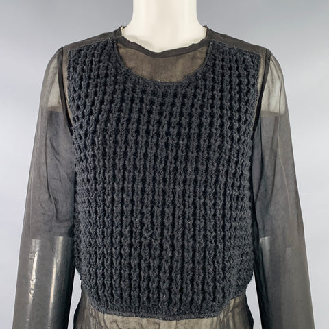 COMME des GARCONS Size S Black Cupro Mixed Fabrics Crew Neck Pullover