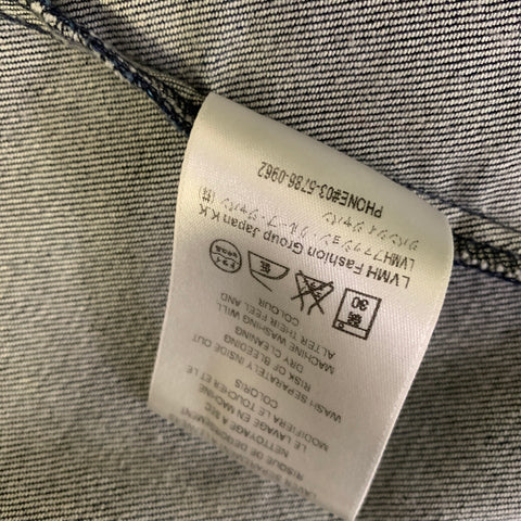 GIVENCHY Size S Navy Yellow Contrast Stitch Cotton Blend Long Sleeve Shirt