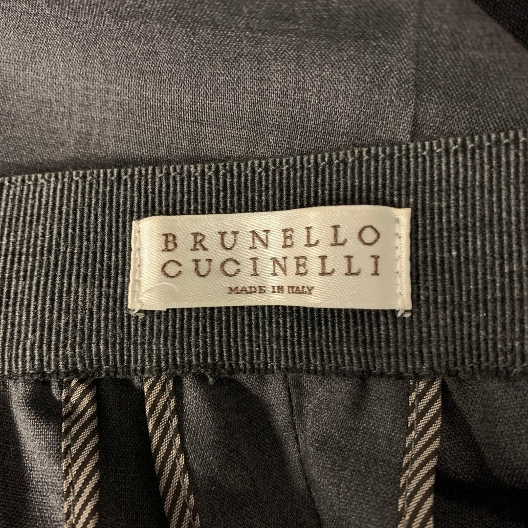 BRUNELLO CUCINELLI Size 8 Grey Wool Heather Elasticated Pants