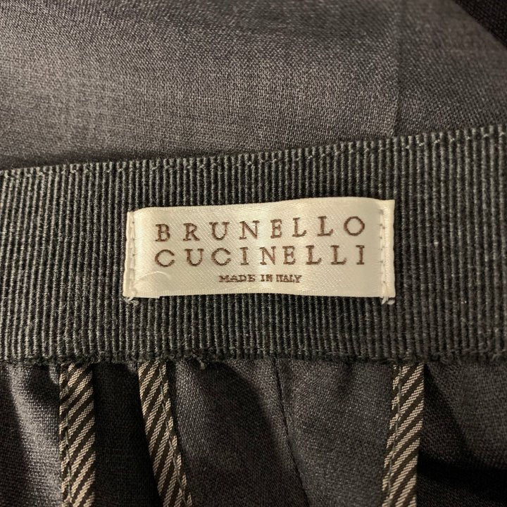 BRUNELLO CUCINELLI Size 8 Grey Wool Heather Elasticated Pants