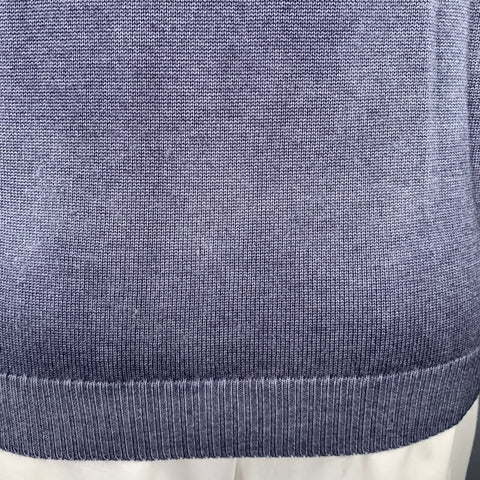 LENOR ROMANO Pull col V en laine mérinos torsadée bleu gris Taille L