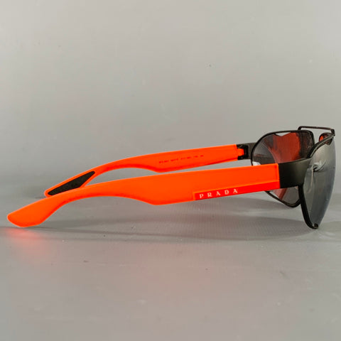 PRADA Lunettes de soleil Aviateur en métal noir et rouge