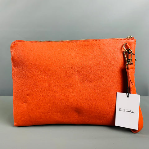 PAUL SMITH Orange Solid Leather Document Holder Bags