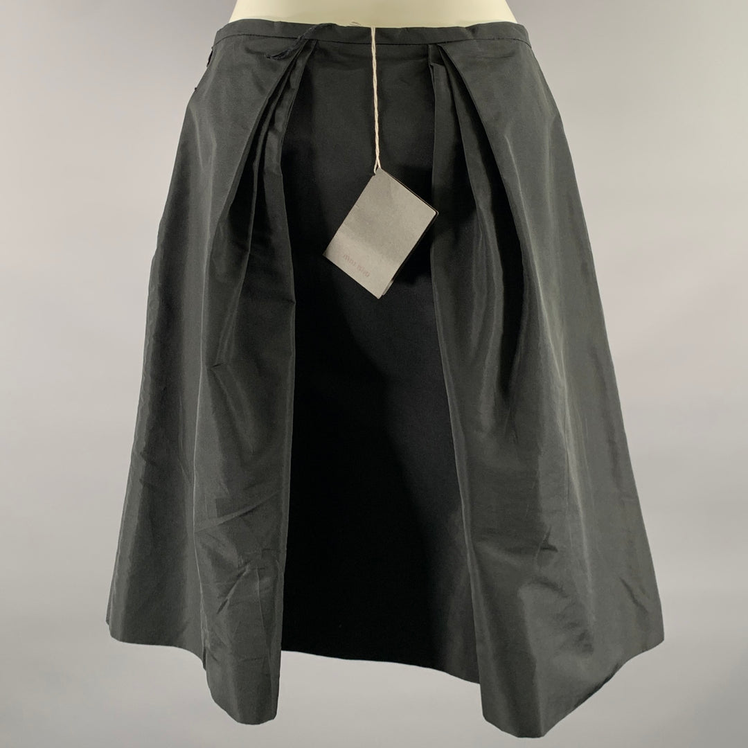 MIU MIU Size 0 Black Nylon Blend High Waisted Mini Skirt