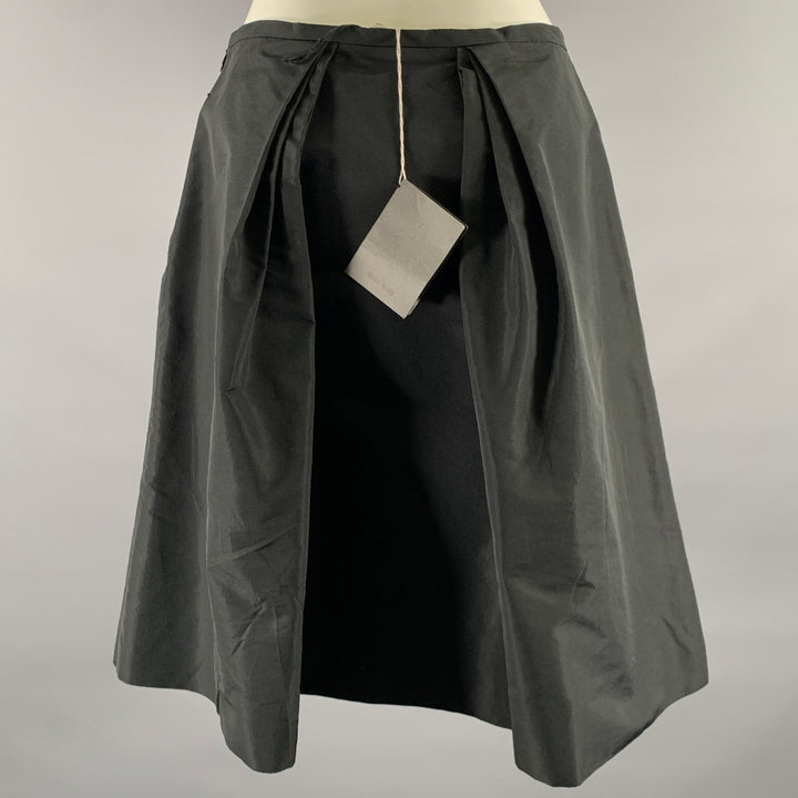MIU MIU Size 0 Black Nylon Blend High Waisted Mini Skirt