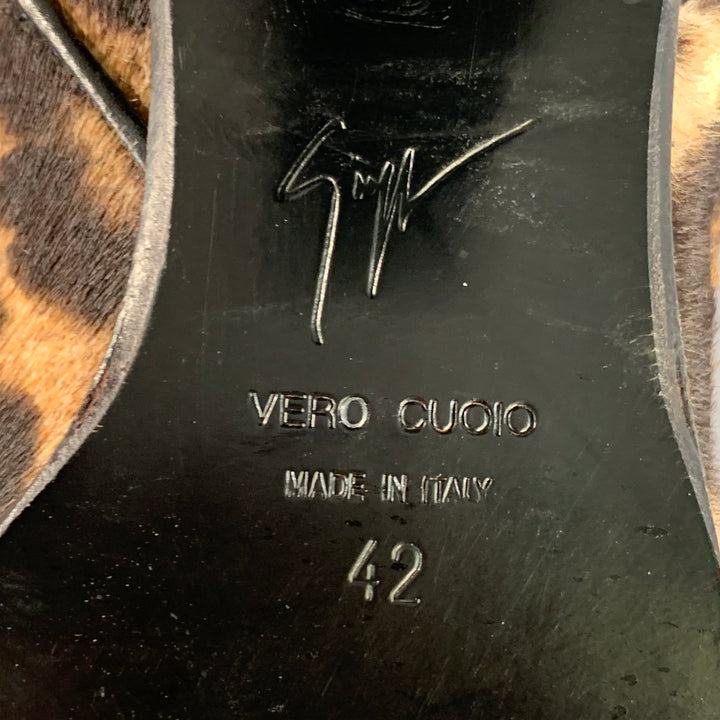 GIUSEPPE ZANOTTI Size 9 Black Brown Animal Print Side Zipper Ankle Boots