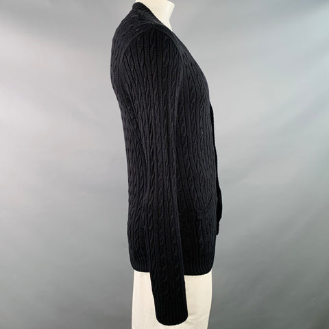 Gilet col V en coton torsadé noir SERGIO DAVILA taille L
