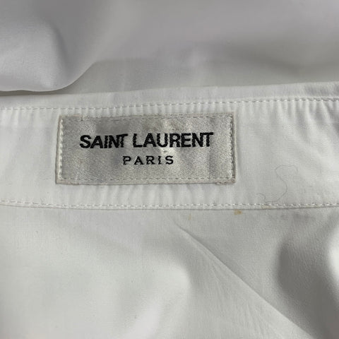 SAINT LAURENT Size 4 White Cotton Button Up Shirt