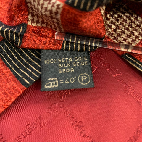 ERMENEGILDO ZEGNA  One Size Red Black Silk Tie
