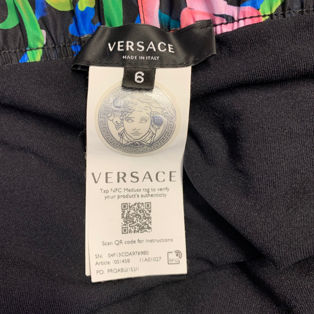 VERSACE Size 32 Multi Color Polyester Baroque Drawstring Shorts