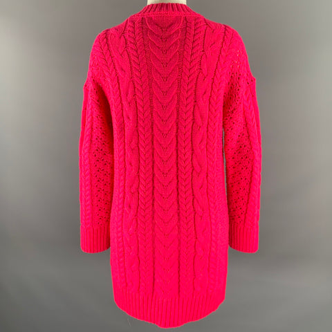 ALICE + OLIVIA Size M Pink Wool Blend Cable Knit Crew-Neck Sweater
