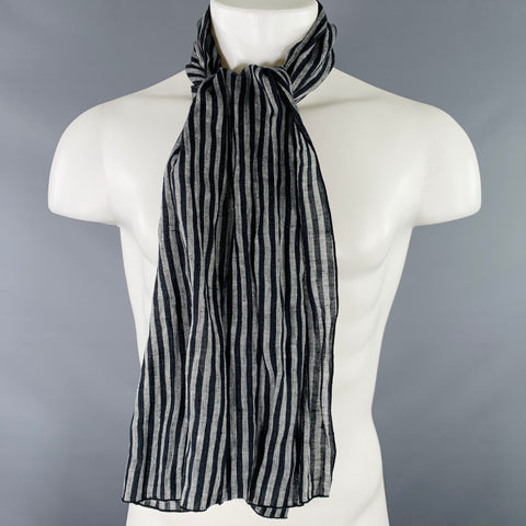 LE VESTIAIRE DE JEANNE Black Grey Stripe Linen Scarf