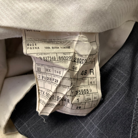 ZZEGNA Chest Size 38 Grey Dark Grey Window Pane Wool Notch Lapel 32 31 Suit