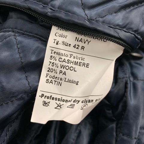 SAKS FIFTH AVENUE Taille 42 Caban à double boutonnage en mélange de cachemire bleu marine