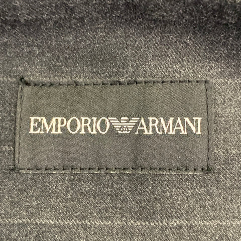 EMPORIO ARMANI Size 4 Grey Charcoal Virgin Wool Blend Pinstripe Wide Leg Dress Pants