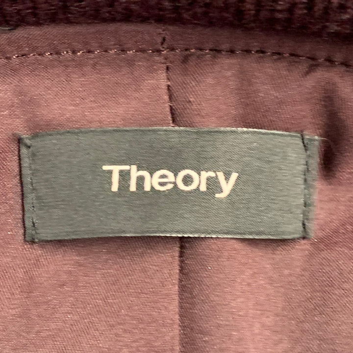 THEORY Size M Burgundy Viscose Blend Lambskin Zip Up Jacket