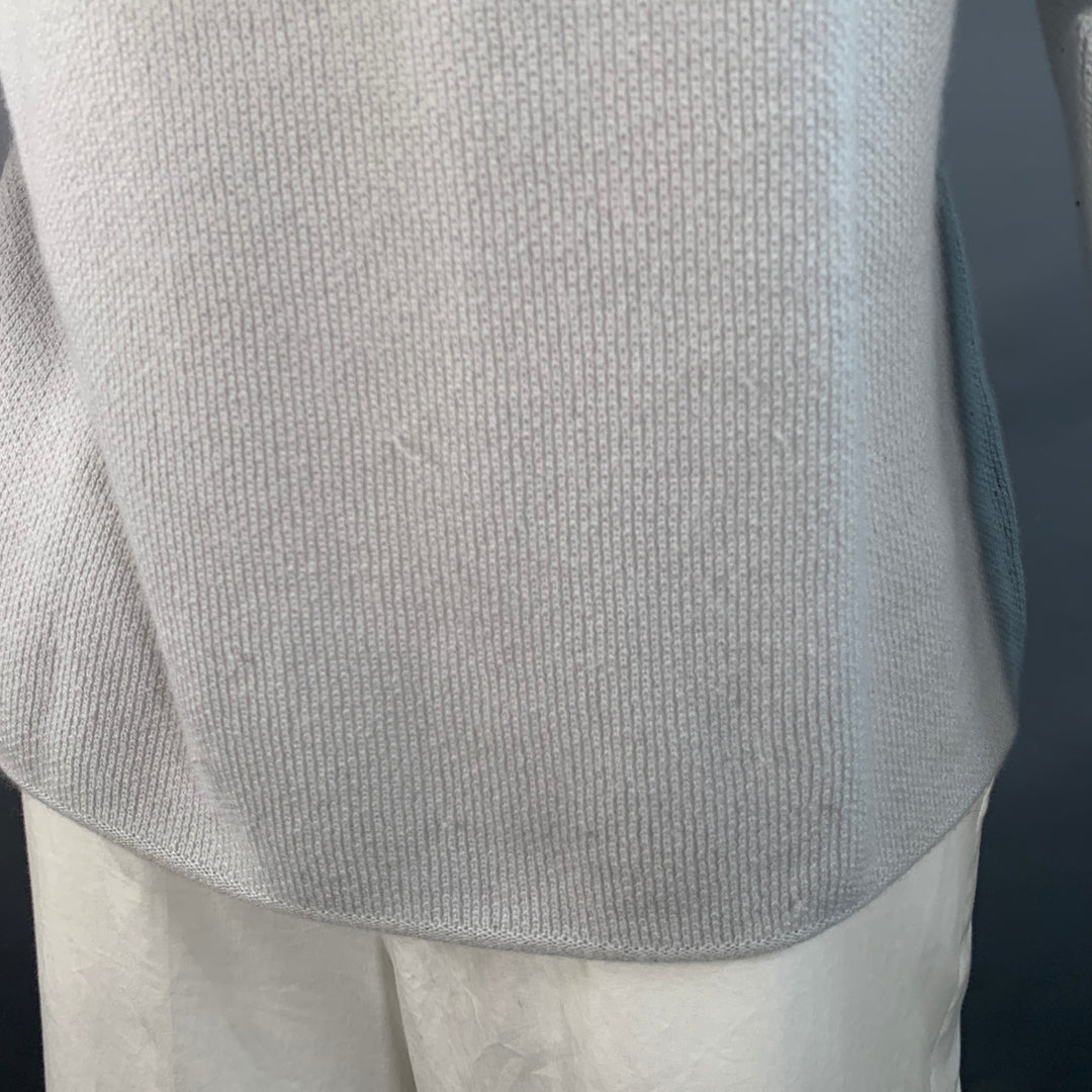 GIORGIO ARMANI Size XL Grey Contrast Trim Cashmere Silk V-Neck Sweater