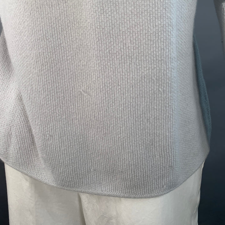 GIORGIO ARMANI Size XL Grey Contrast Trim Cashmere Silk V-Neck Sweater