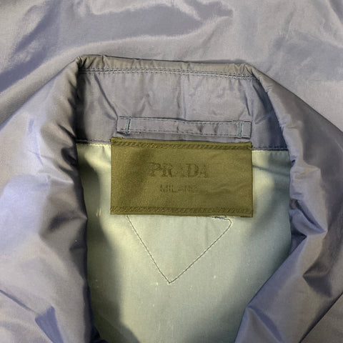 Chemise PRADA manches courtes en polyamide bleu marine à boutons-pression taille M