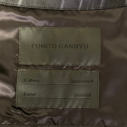 FUMITO GANRYU Chest Size Size L Grey Streaks Polyester Button Up Jacket
