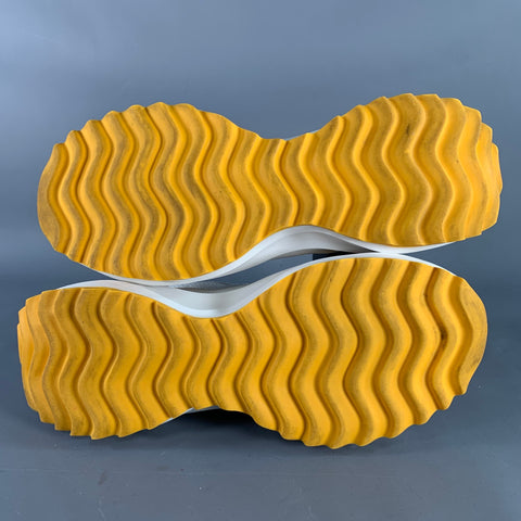 CASABLANCA Size 10.5 White Yellow Perforated Leather Lace-Up Color Block Sneakers