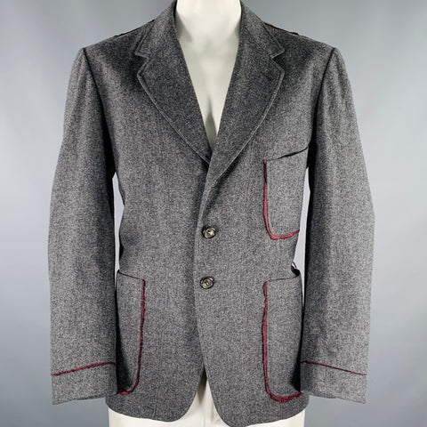PAUL SMITH Size 42 Grey Burgundy Wool Blend Contrast Trim Jacket