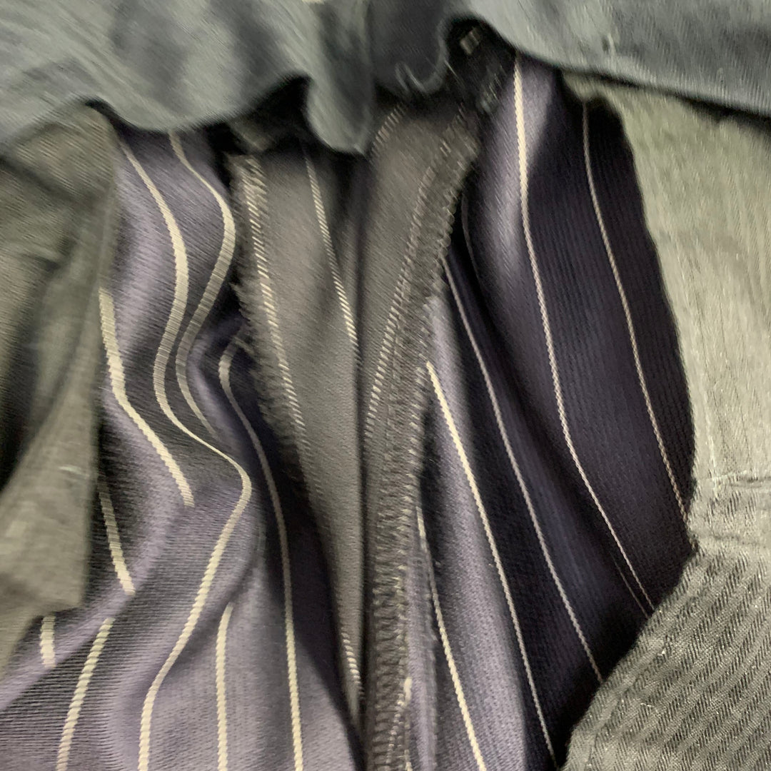 ARMANI COLLEZIONI Size 44 Long Black White Pinstripe Wool Peak Lapel Suit