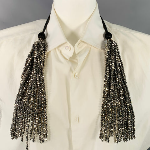 Collier Vintage en Argent avec Pampilles de Perles Noires
