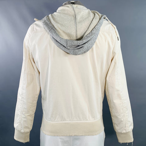 JOHN VARVATOS STAR USA Size L Cream Grey Cotton Hooded Jacket