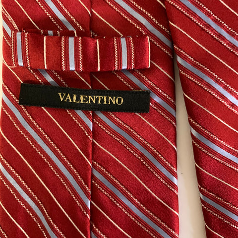 VALENTINO Red Light Blue Diagonal Silk Tie