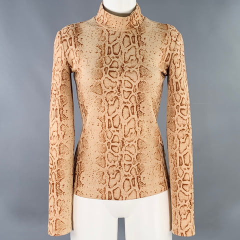 STAND STUDIO Size XS Tan Brown Polyester Blend Snakeskin Print Casual Top