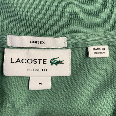LACOSTE Size M Green Cotton Loose Fit  Large Patch Polo