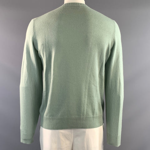 PRADA Size XL Green Mint Knitted Cashmere Crew Neck Pullover